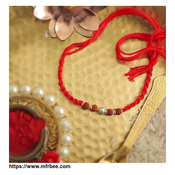 Beads Rudkraksh Silver Rakhi
