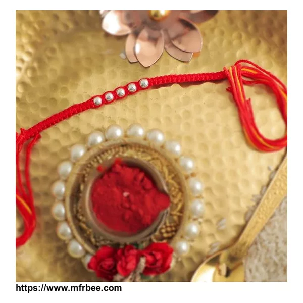 Knitted Bead Silver Rakhi