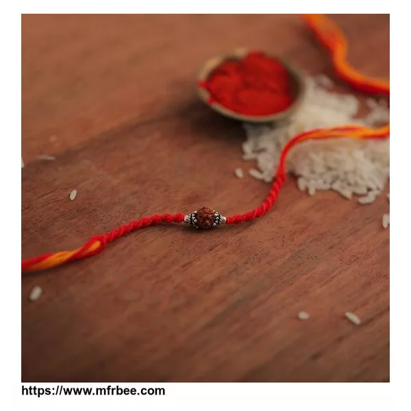 Spiral Knot Rudraksh Silver Rakhi