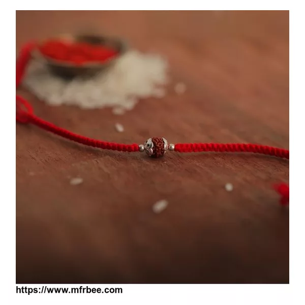 Knitted Rudraksh Silver Rakhi