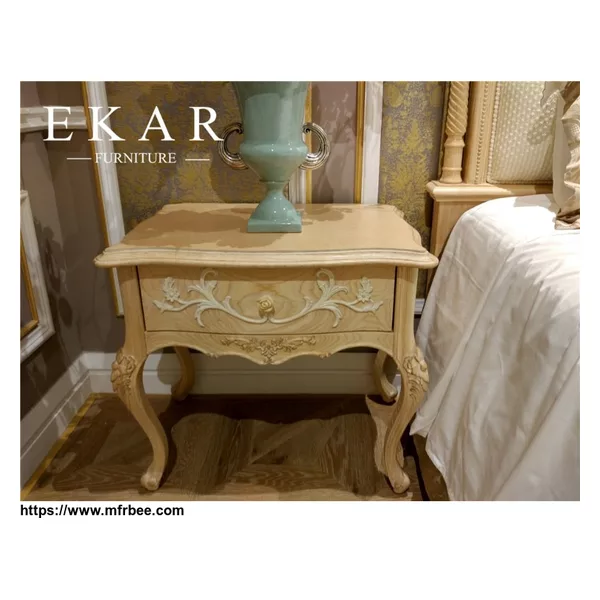 Europen Style Bedroom Furniture Wood Antique Flower Nightstand
