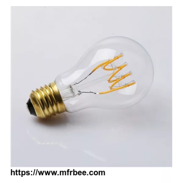 A19 LED Soft Filament flexible spiral curved bulb