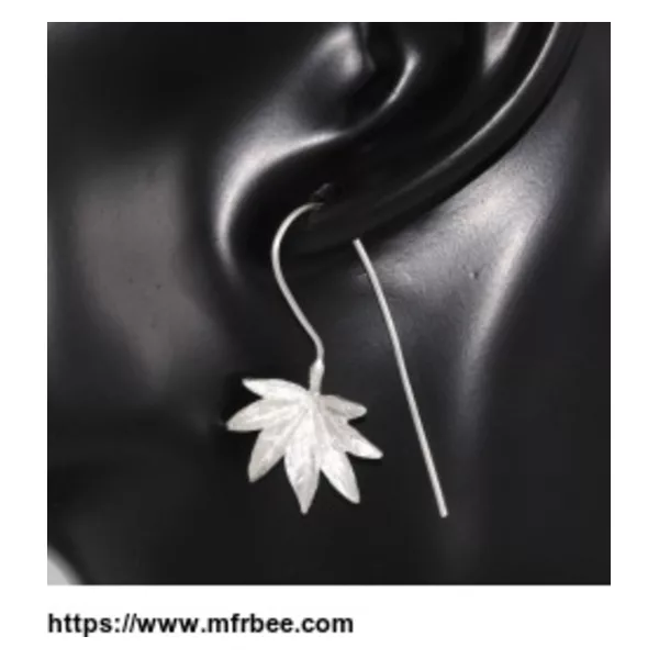 LivingPal Sterling Silver Maple Leaf-Shape Earrings