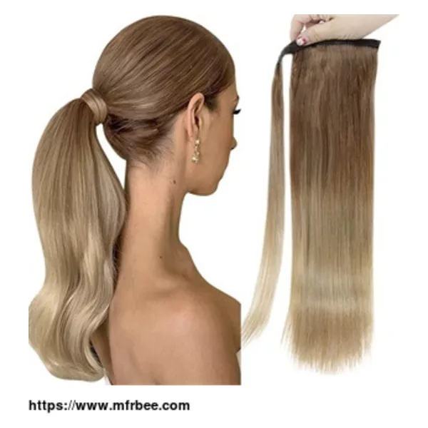 Full Shine 100% Human Hair Ponytail Extensions Balayage (#10/14)