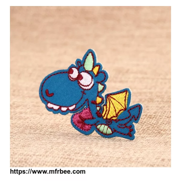 Blue Dinosaur Embroidered Patches