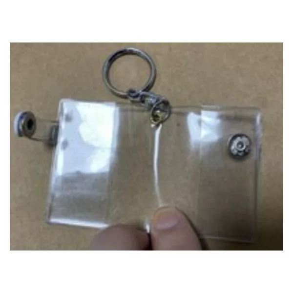 PVC transparent notebook button key ring chain card holder