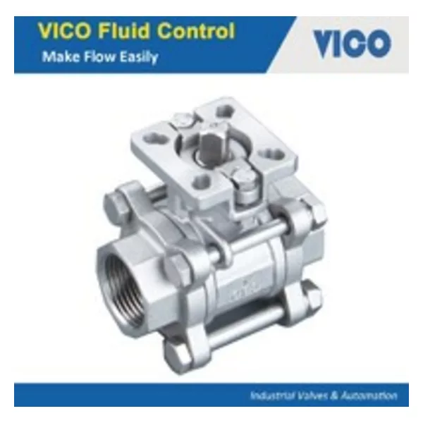 3PC Ball Valve Thread End With Mounting Pad
