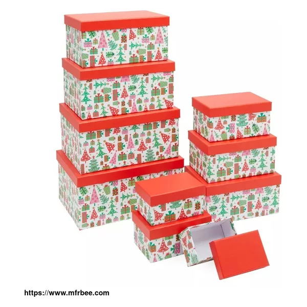 Nesting Christmas Gift Boxes Stackable Nested Holiday Gift Wrap