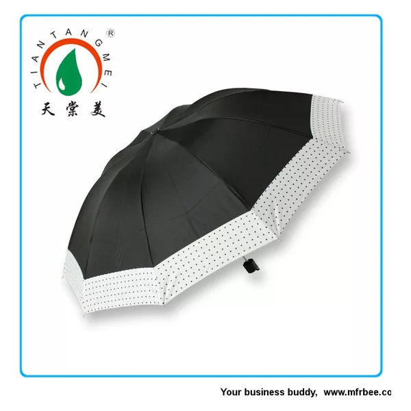 Black Ribs Frame Brazil 3 Fold Rain Umbrella