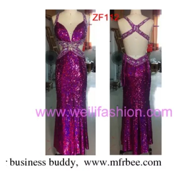 Long Sexy Beading Applique Sequin Evening Dresses ZF112