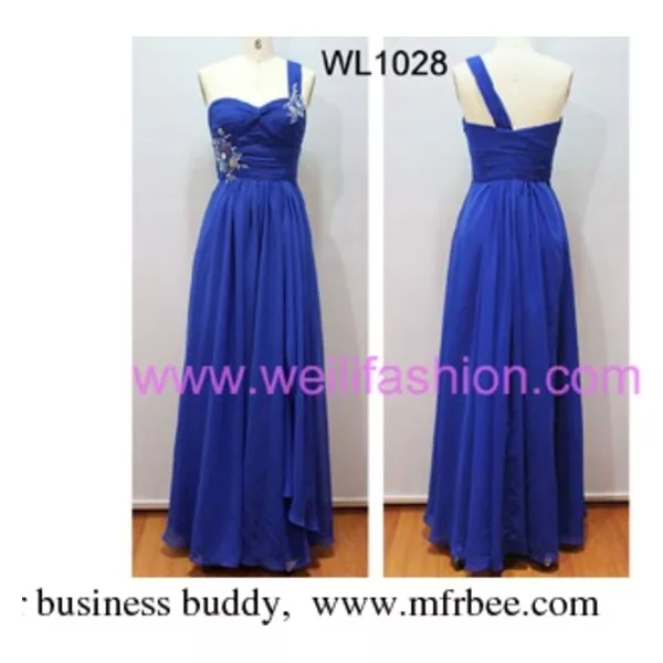 Long Applique Pleated Chiffon Evening Dresses WL1028
