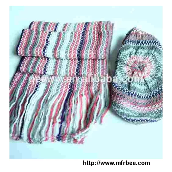 Custom Striped Acrylic Hat Scraf Sets