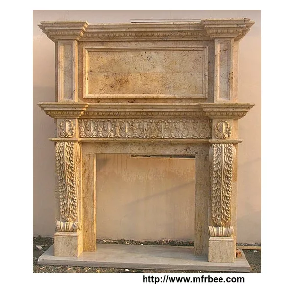 Double Marble Fireplace Of Carved Flower