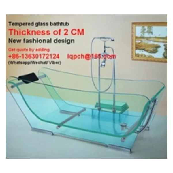 New design tempered glass soaking bathtub transparent bathtub