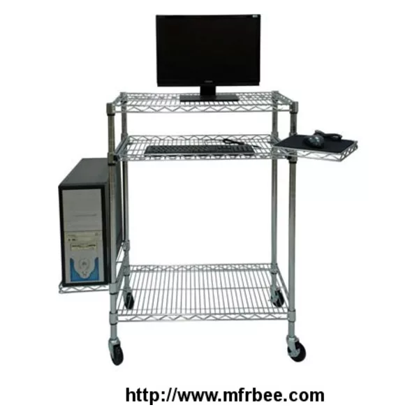 Computer wire cart distributes computer parts