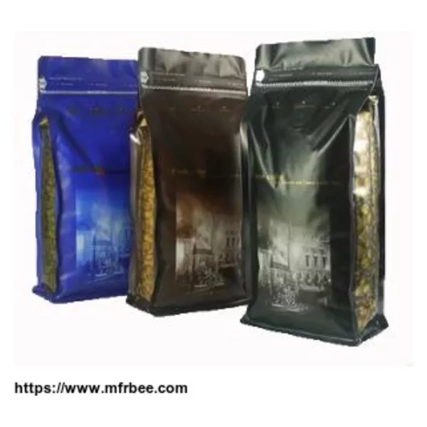 Plastic Gusseted Valved Tintie Coffee Bags