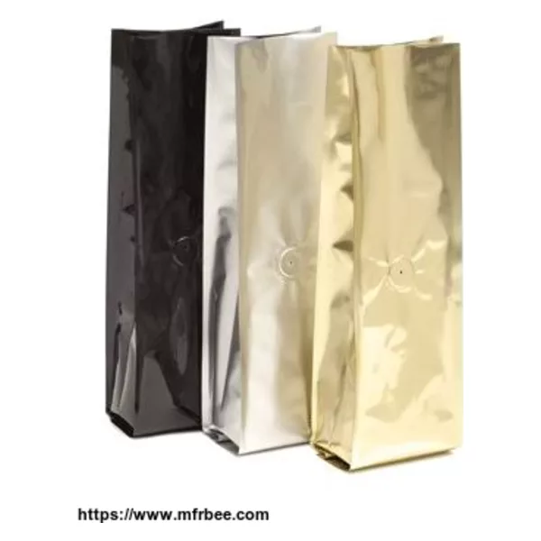 Plastic Metalized Gusseted Valved Tintie Coffee Bags