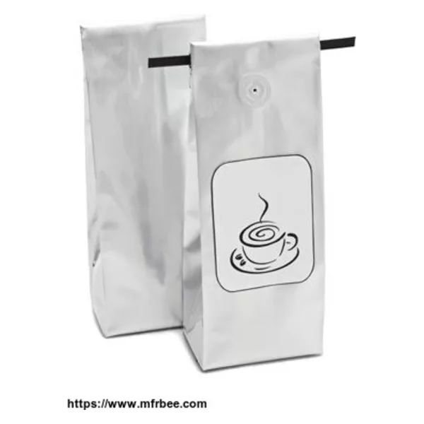Plastic Foil Gusseted Valved Tintie Coffee Bags