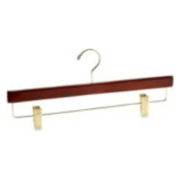 Wooden trouser/pant hanger with metal clips