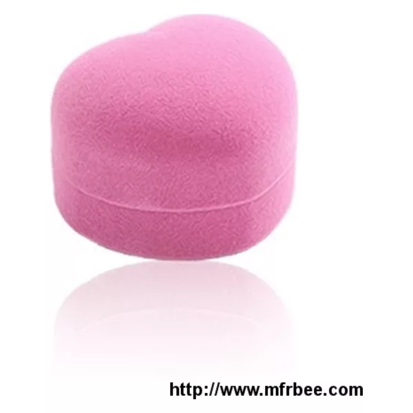 Pink Heart Shape Flocking Ring Box
