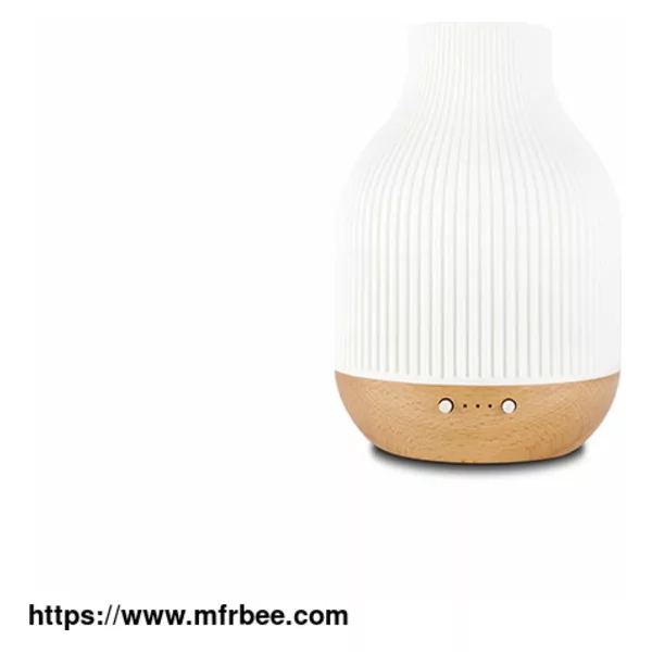 Malco-Bamboo Base White Ceramic Electric Ultrasonic Diffuser With Light