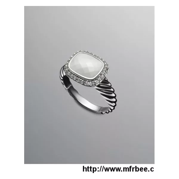 David Yurman 10x8mm White Agate Noblesse Ring