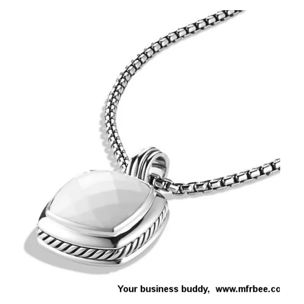 David Yurman Jewelry 17mm Albion Pendant with White Agate