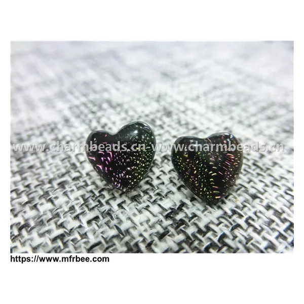 Dichroic Glass Handmade Stud Earrings Heart shaped