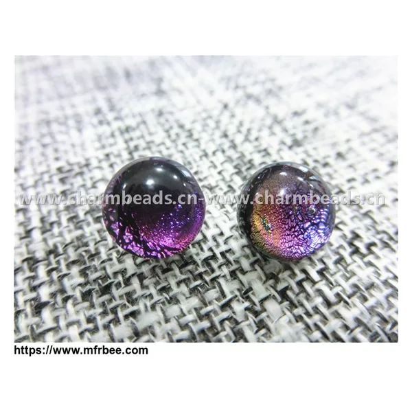 Dichroic Glass Stud Earrings Round shaped