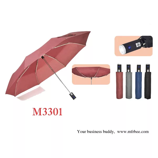 LED umbrella auto open and auto close with windproof