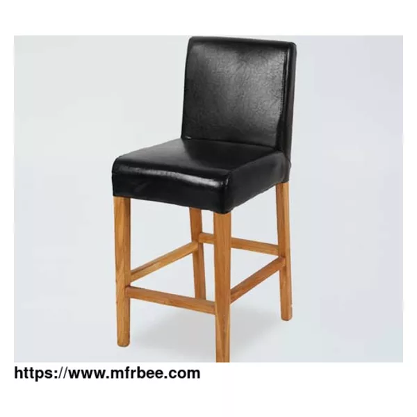 BS08 Black Pu Leather Wooden High Foot Chair