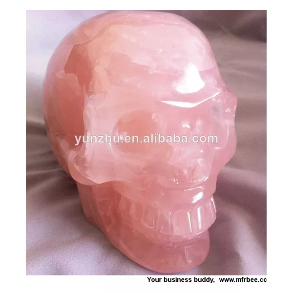 Natural Crystal Stone Carved Pink Gemstone Skull Sculpture