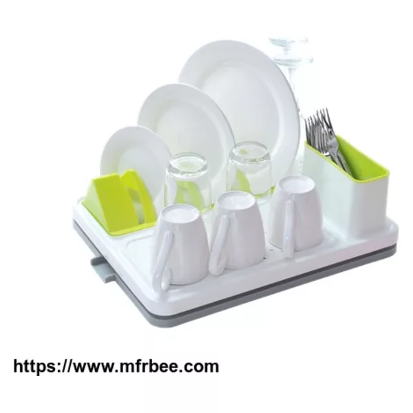 PP material Dish Rack Drainer with Utensil Holder